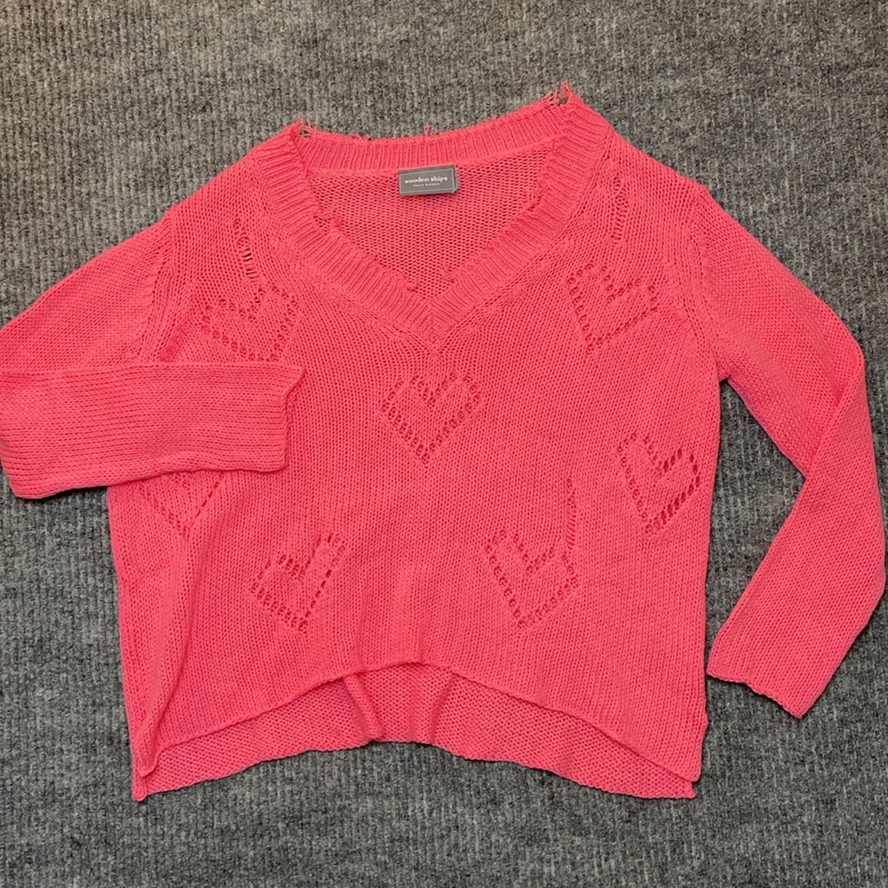 Wooden Ships Paola Buendia Pink Heart Sweater